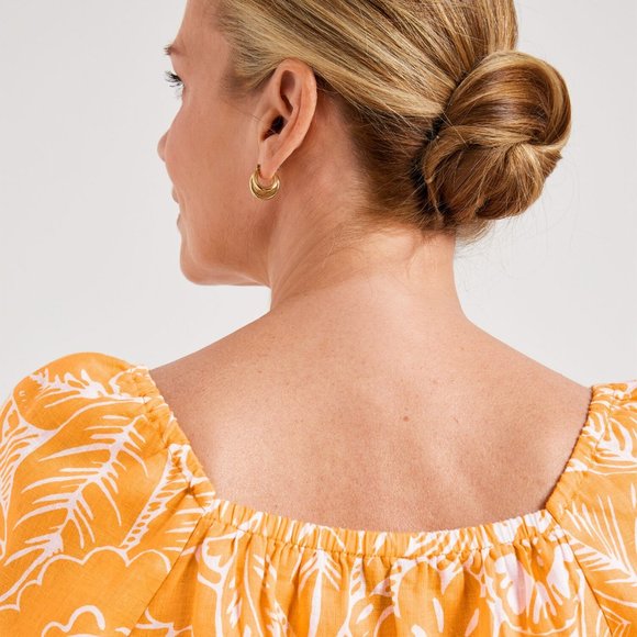 Talbots Square Neck Linen Top in Leafy Tropical Print Size M - Picture 14 of 14